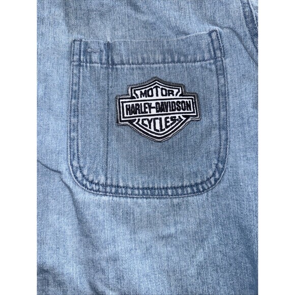 Harley-Davidson Denim Button-Up Shirt V Twin Power Mens L GUC - Picture 2 of 7